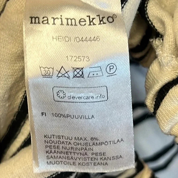 Marimekko womens small white black stripes shirt bottom ties‎ 3/4 sleeve casual - Picture 3 of 7